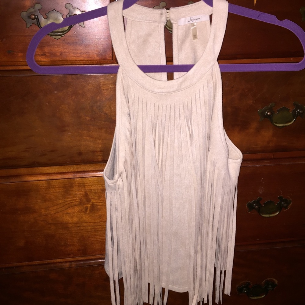 Suede fringe top